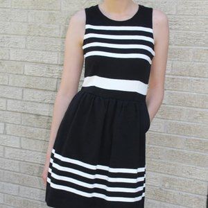 J. Crew black & white striped formal dress XXS